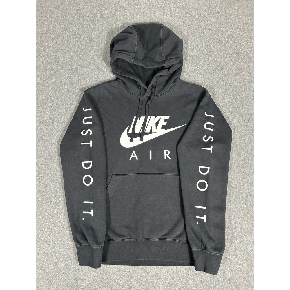 Nike Just Do It Air Sweatshirt Hoodie Mens Black Faded Streetwear S